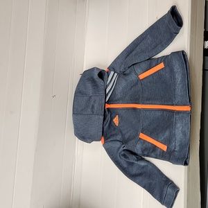 EUC Adidas Boys sz 2T Sweatshirt w/hoodie zippered front & 2 front pockets